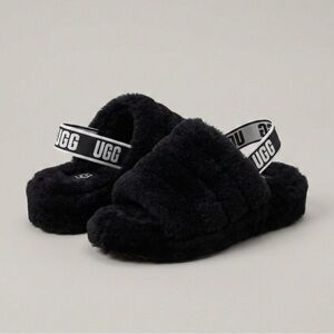 UGG Black Fluff Yeah Slide Slippers